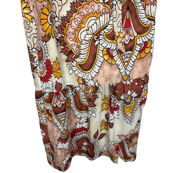 BCBG MaxAzria Wrap Midi Skirt Dusty Rio Red Paisley Size Medium - Picture 6 of 10